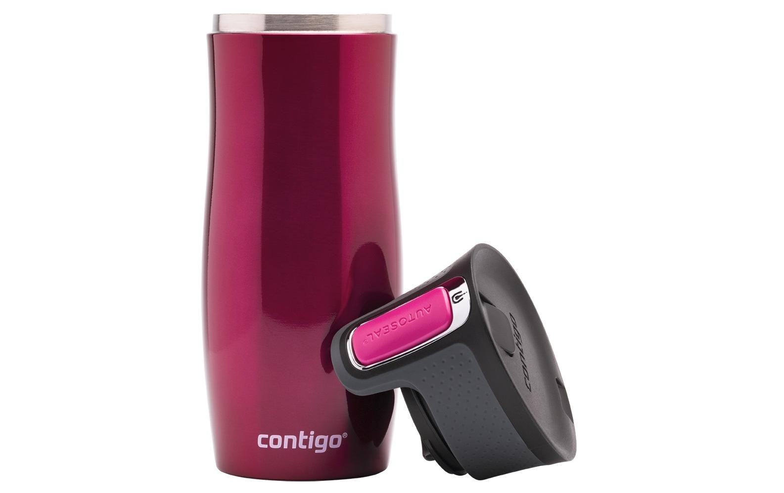 CONTIGO Thermobecher West Loop – 470 ml, Ø 9,0 cm, H 20,5 cm, Edelstahl, Rosa, vakuumisoliert, auslaufsicher