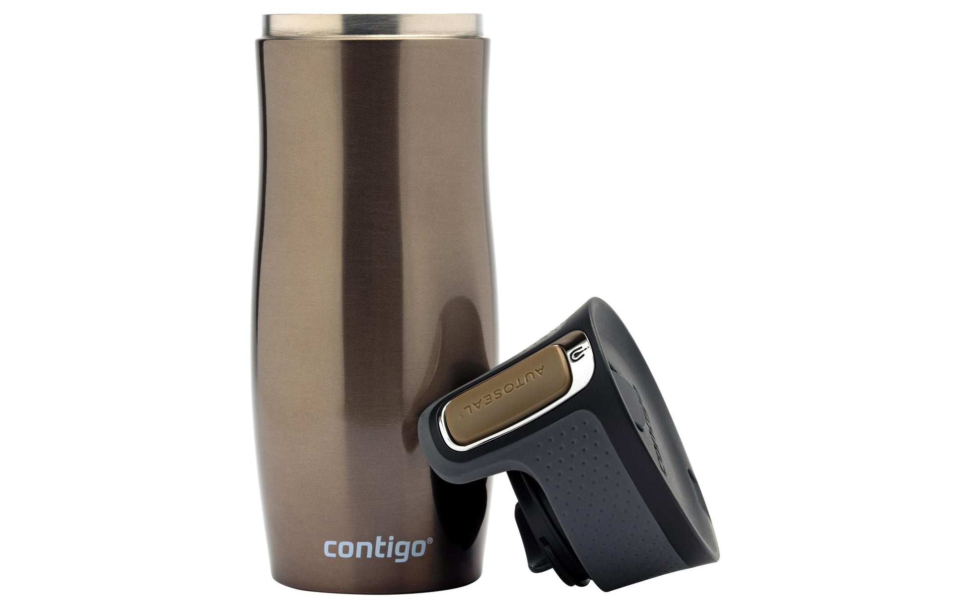CONTIGO West Loop Thermobecher 470 ml – doppelwandig 5 h heiss/12 h kalt, Edelstahl, Klappdeckel, Bronze