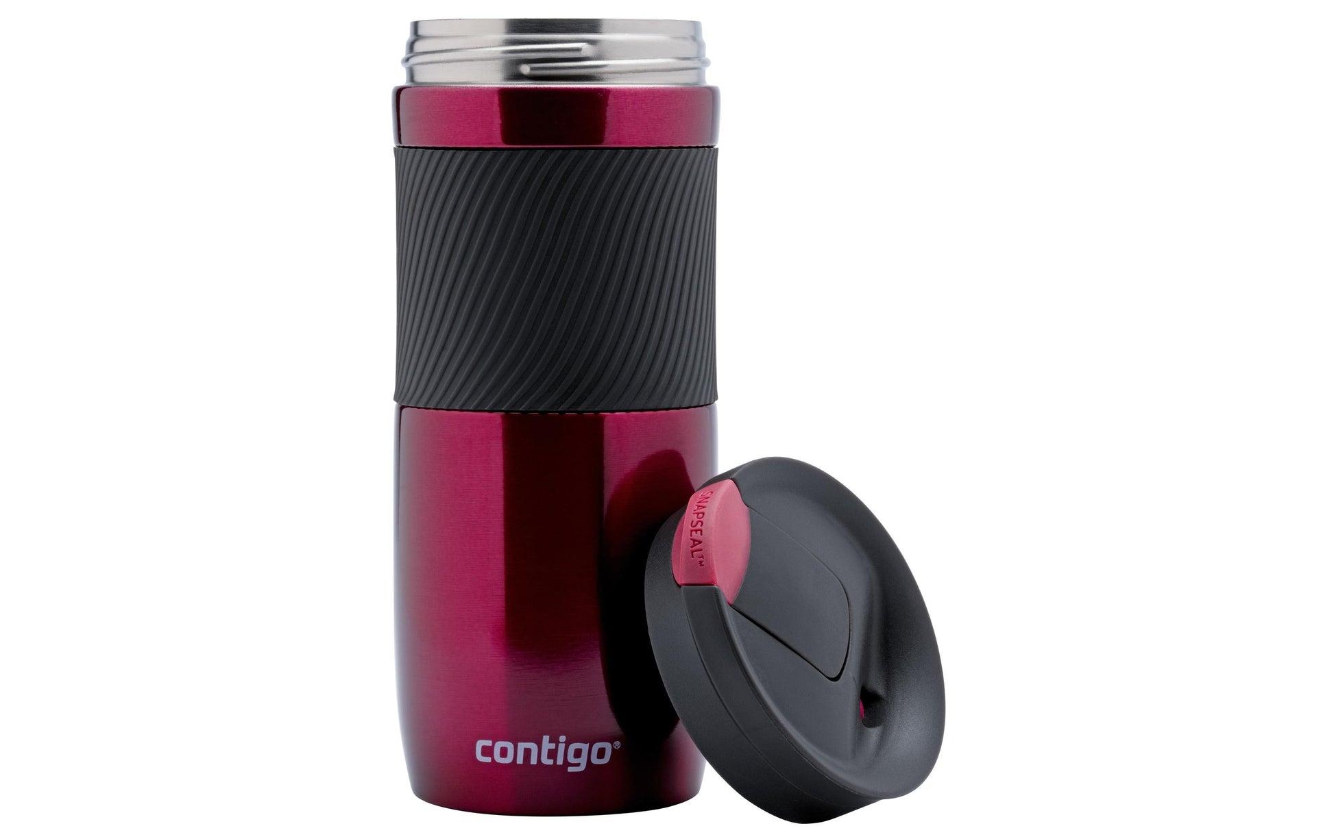 CONTIGO Thermobecher Byron – 470 ml, Edelstahl/Kunststoff, Bordeaux, vakuumisoliert, auslaufsicher