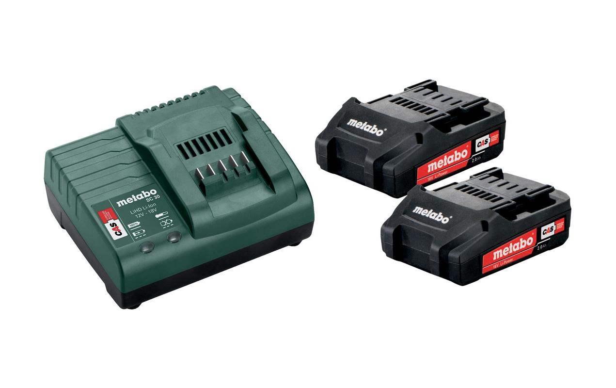 Metabo Basic Set Batterie- & Ladegerät-Set 18 V, 2× 2,0 Ah Li-Ion – für CAS-System