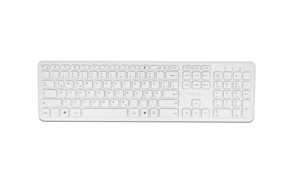 DeLOCK Tastatur, kabellos (2,4 GHz), DE-Layout (DE), Fullsize (mit Ziffernblock), Scherenmechanik, Weiss