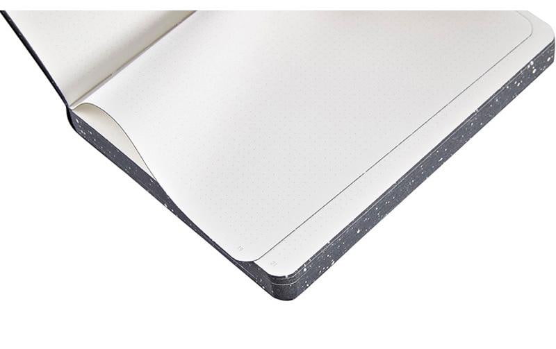 nuuna Notizbuch – 108 × 150 mm – 120 g/m² – Fadenheftung, nummerierte Seiten, Recycling-Leder – schwarz/weiss