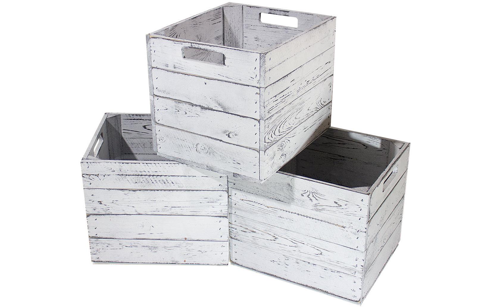 Holz Zollhaus Aufbewahrungsbox – Holz – Grau – FSC 100% – 330 × 330 × 380 mm