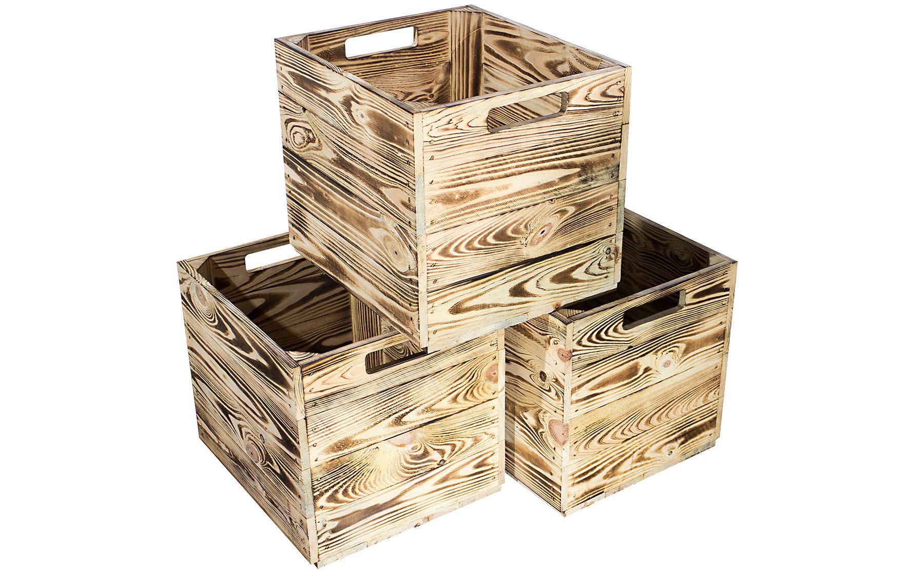 Holz Zollhaus Vintage Aufbewahrungsbox – Holz (Kiefer) – Hellbraun – 330 × 330 × 380 mm