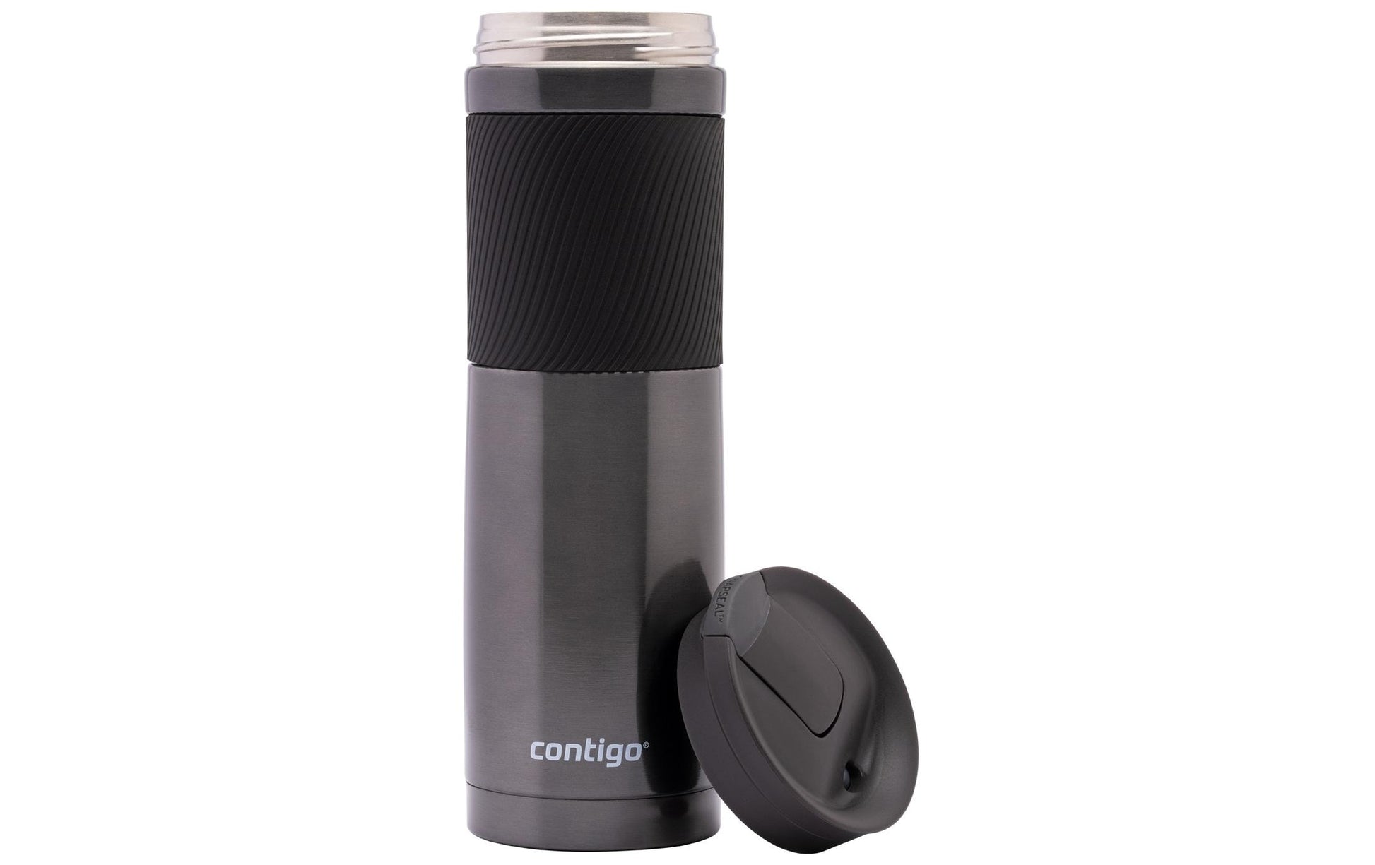 CONTIGO Byron Thermobecher 720 ml – doppelwandig 6 h heiss/12 h kalt, Edelstahl, Klappdeckel, Silber