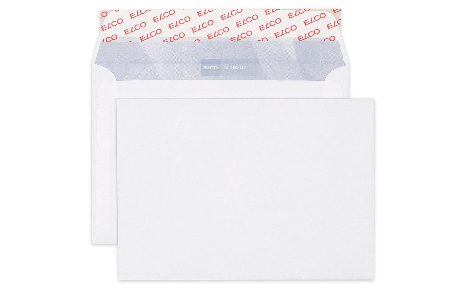 Elco Couvert B6, ohne Fenster, selbstklebend, hochweiss, 100 g/m², mit Innendruck – 500 Stk.