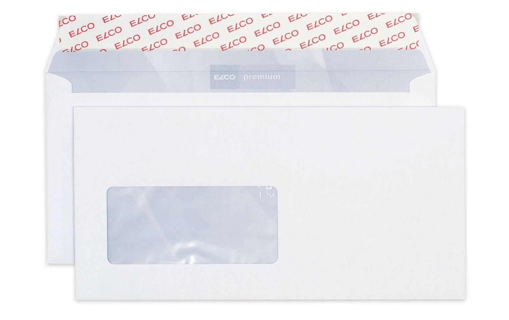 Elco Couvert C5/6, Fenster links, Haftklebung, hochweiss, 100 g/m², mit Innendruck – 500 Stk.