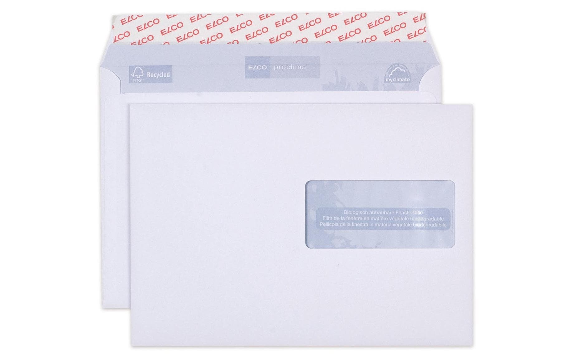 Elco Couvert C5 (229 × 162 mm), mit Fenster, haftklebend (Optifix), weiss, 100 g/m² – 500 Stk.