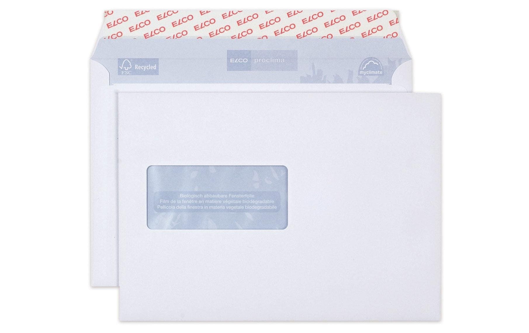 Elco Couvert C5, Fenster links, Haftklebung, weiss, 100 g/m², mit Innendruck – 500 Stk.