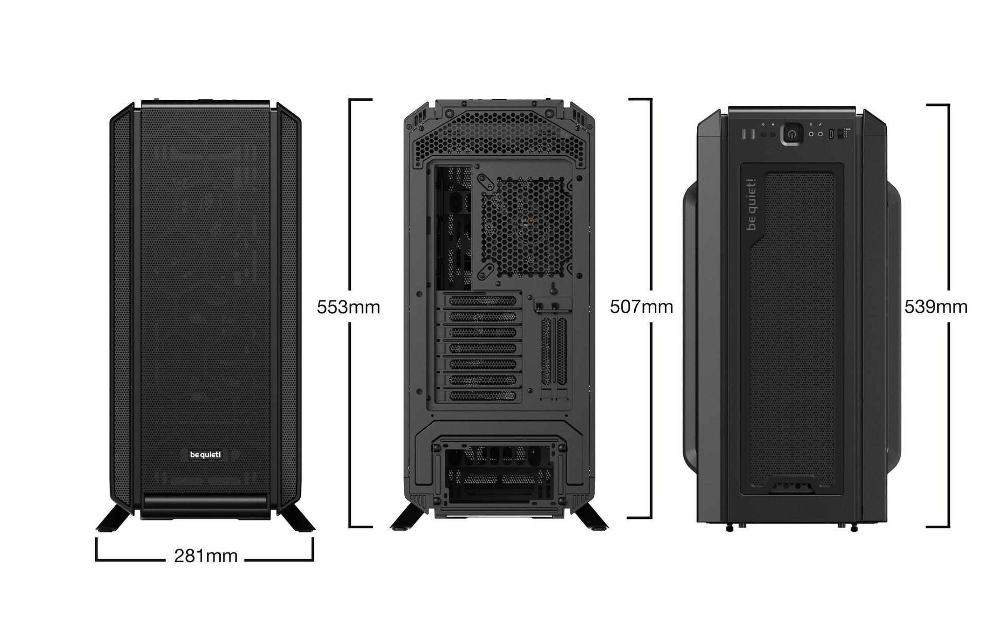 be quiet! be quiet Silent Base 802 – Midi Tower – Schwarz, für ATX, EATX, micro ATX und andere, 2×140 mm, 553×281×539 mm
