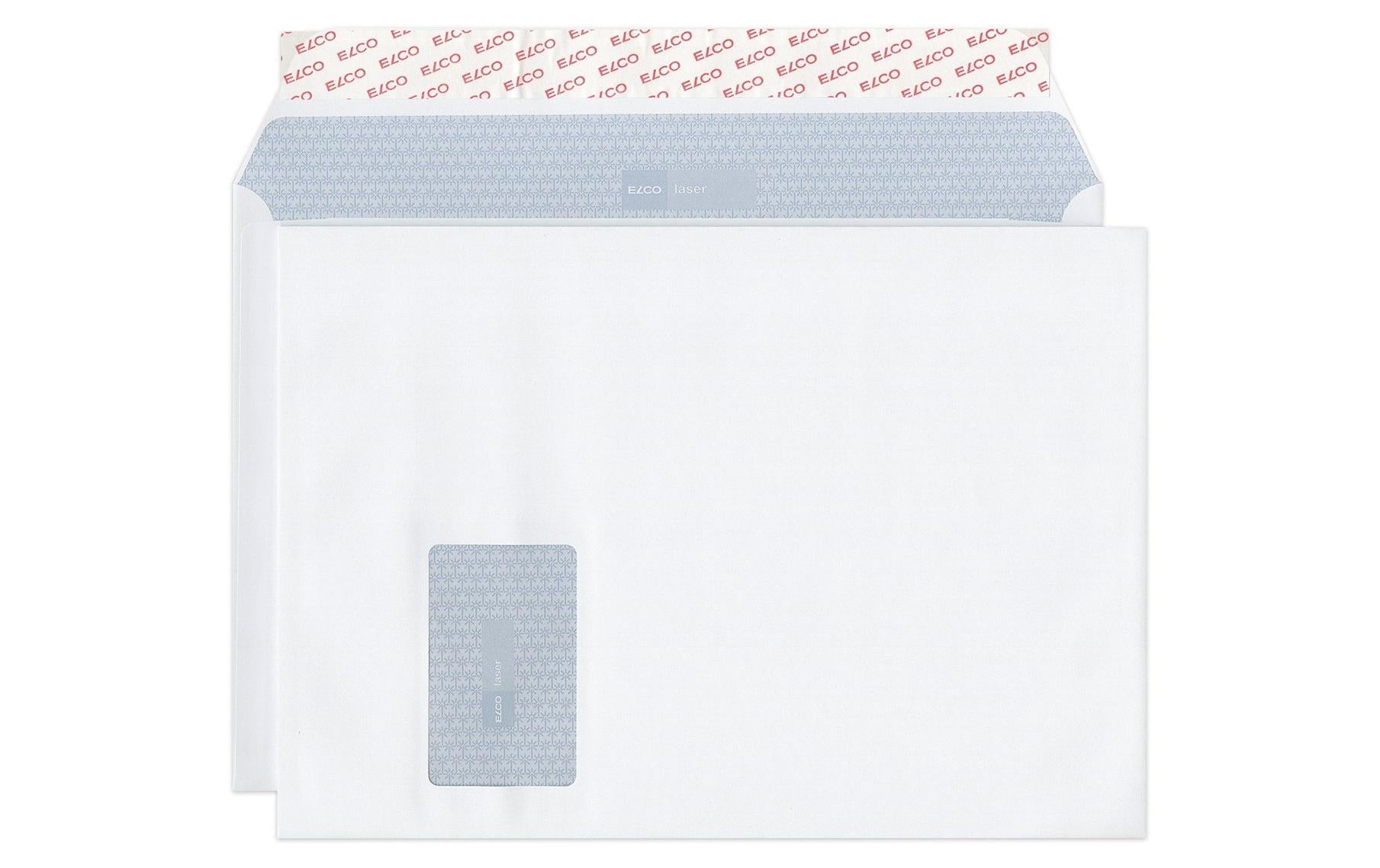 Elco Couvert C4, Fenster links, Haftklebung, hochweiss, 90 g/m², lasertauglich, mit Innendruck – 250 Stk.