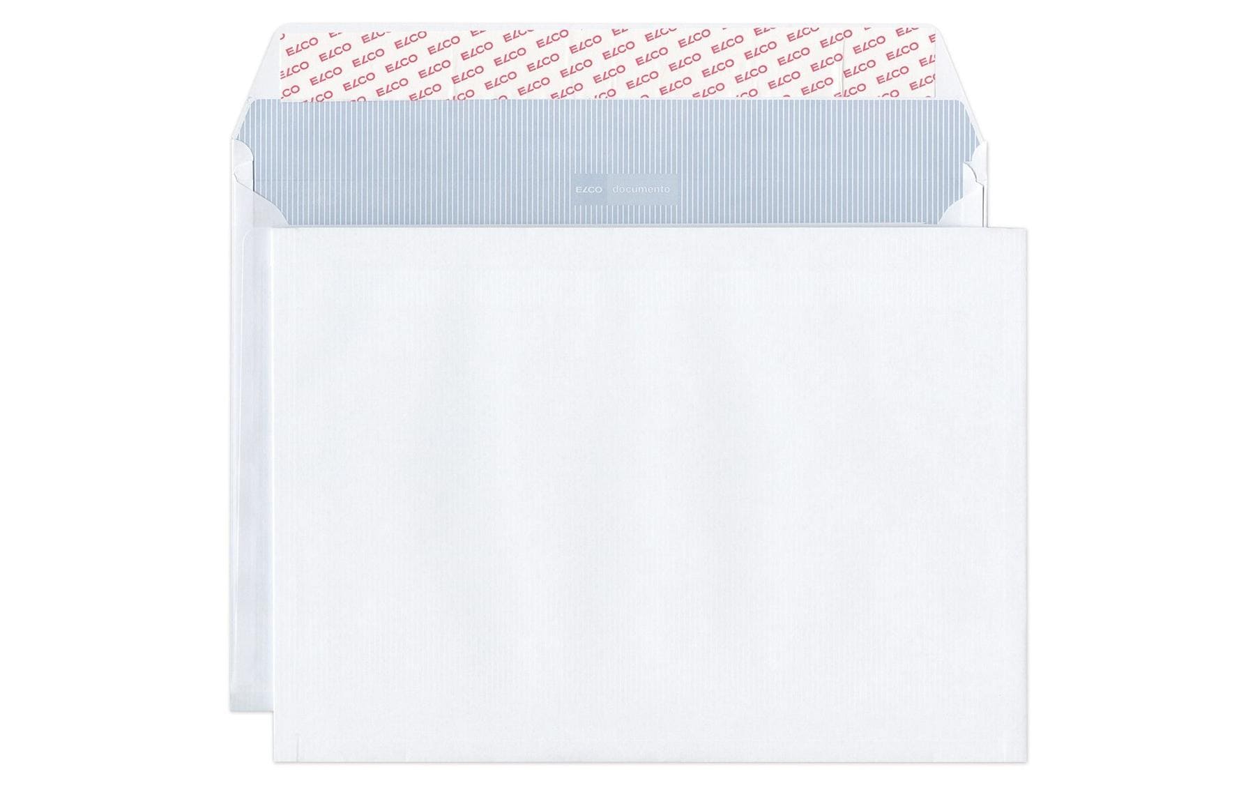 Elco Seitenfaltentasche B4, Selbstklebend, Weiss, 120 g/m², 20 mm Falte – 200 Stk.
