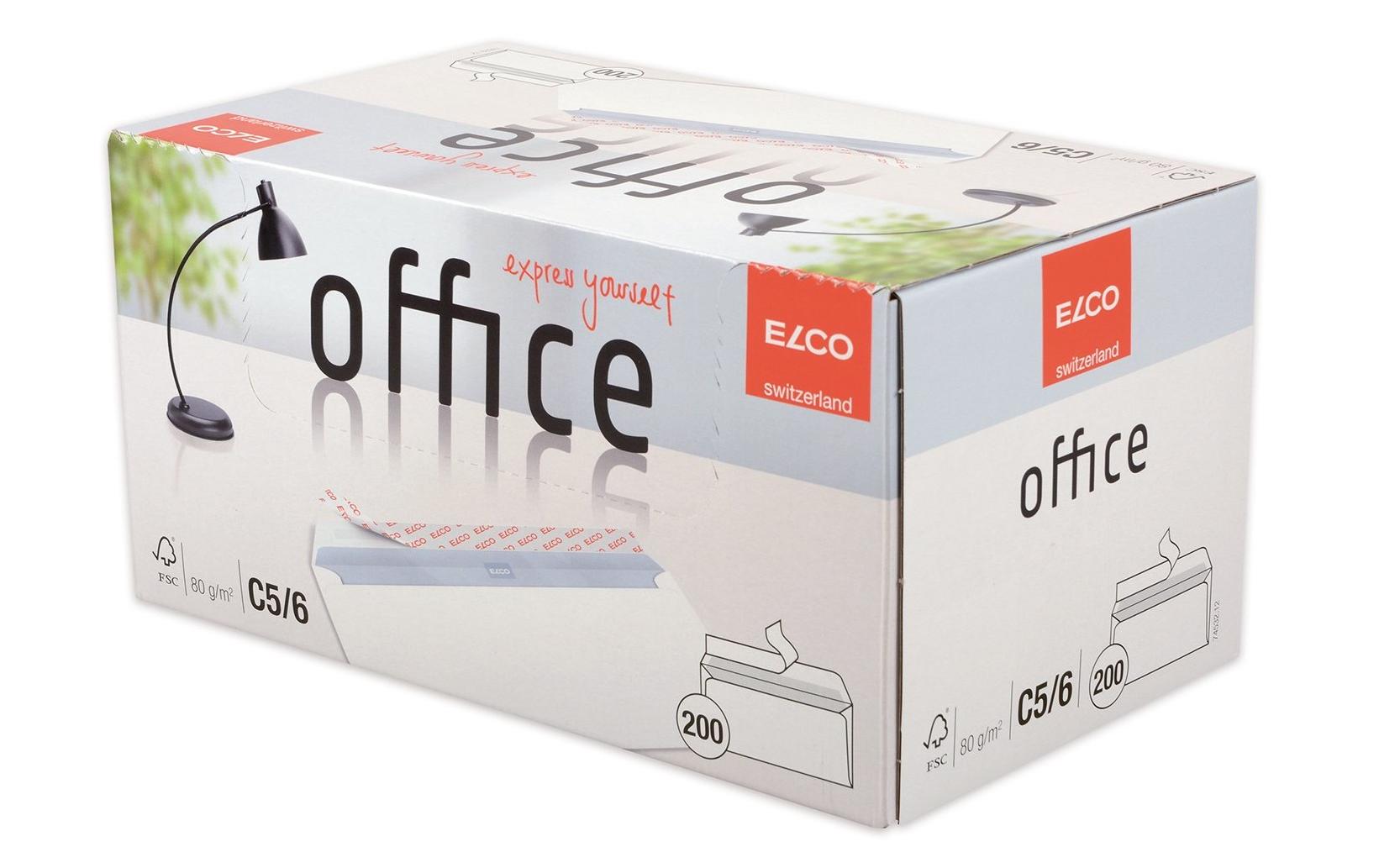 Elco Couvert C6/5 (229 × 114 mm), ohne Fenster, selbstklebend (Optifix), hochweiss, 80 g/m², Papier – 200 Stk.