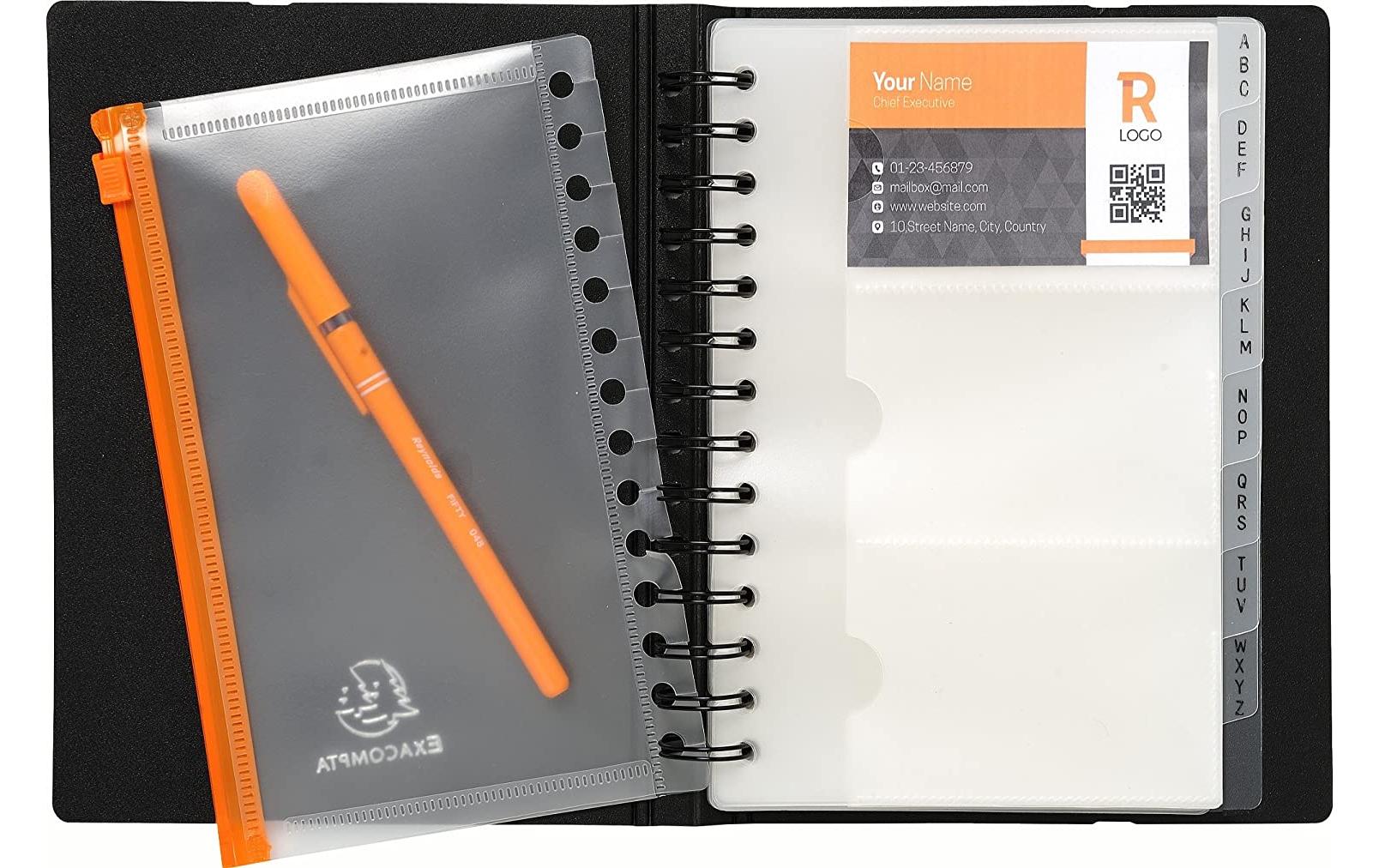 Exacompta Visitenkartenbuch EXACARD – für 120 Visitenkarten, Polypropylen (PP), schwarz