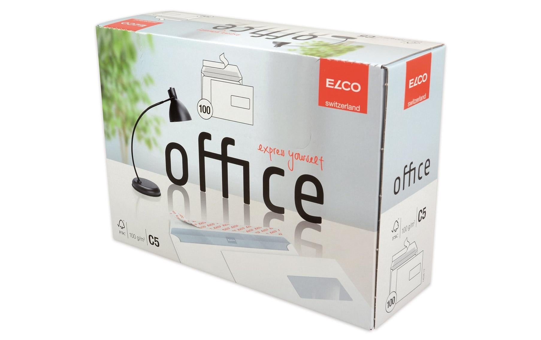 Elco Couvert C5, Fenster rechts, Haftklebung, hochweiss, 100 g/m², mit Innendruck – 100 Stk.