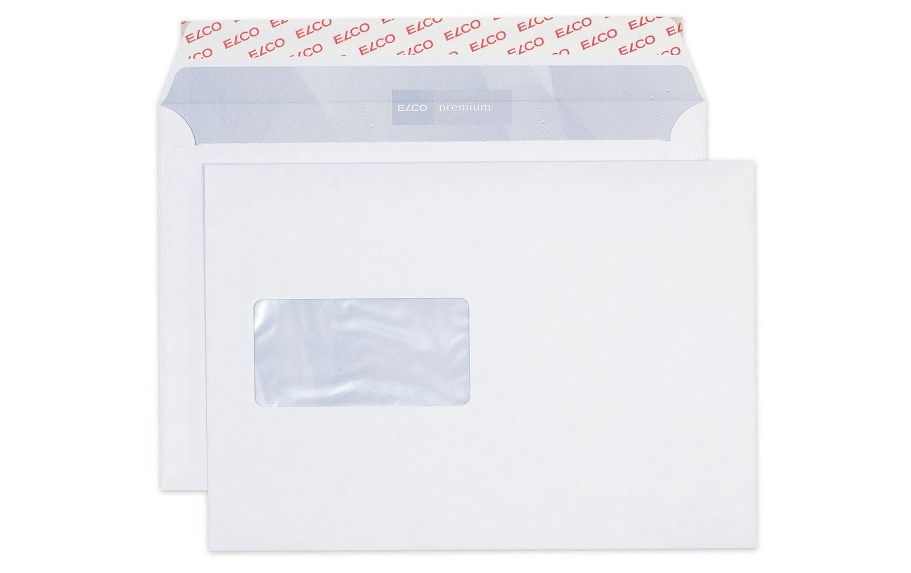 Elco Couvert C5, Fenster links, selbstklebend, hochweiss, 100 g/m², mit Innendruck – 100 Stk.
