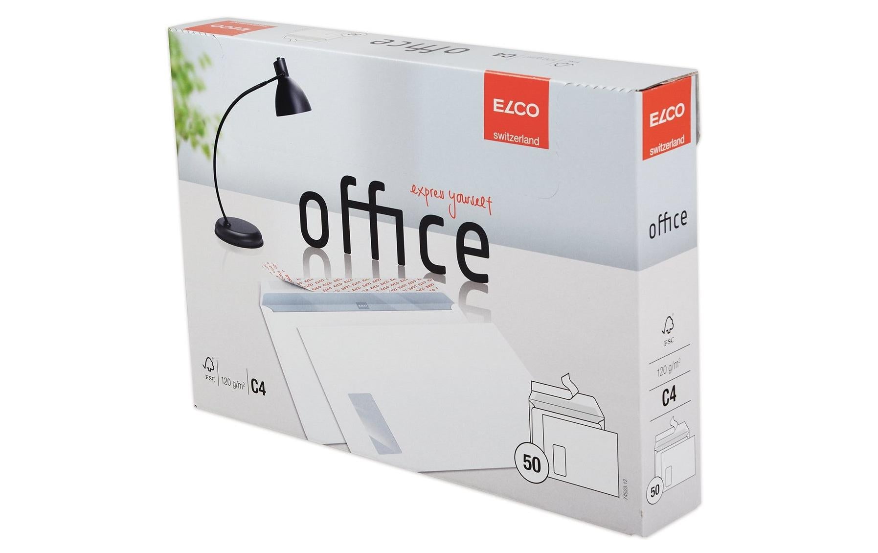 Elco Couvert C4, Fenster links, Selbstklebend, Weiss, 120 g/m², mit Innendruck – 50 Stk.