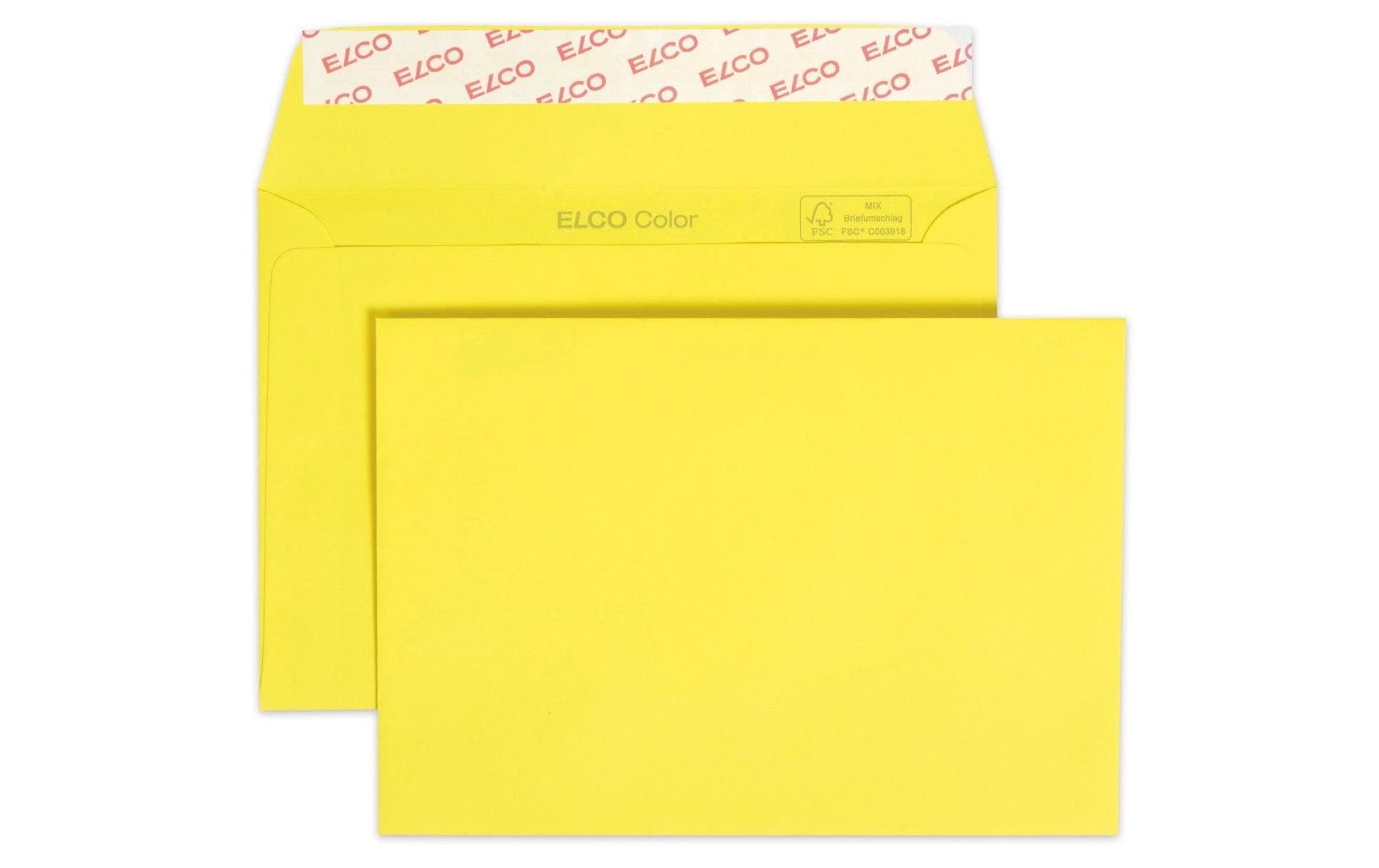 Elco Couvert C6, ohne Fenster, selbstklebend, intensivgelb, 100 g/m² – 25 Stk.