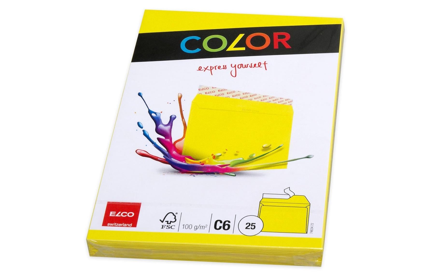 Elco Couvert C6, ohne Fenster, selbstklebend, intensivgelb, 100 g/m² – 25 Stk.