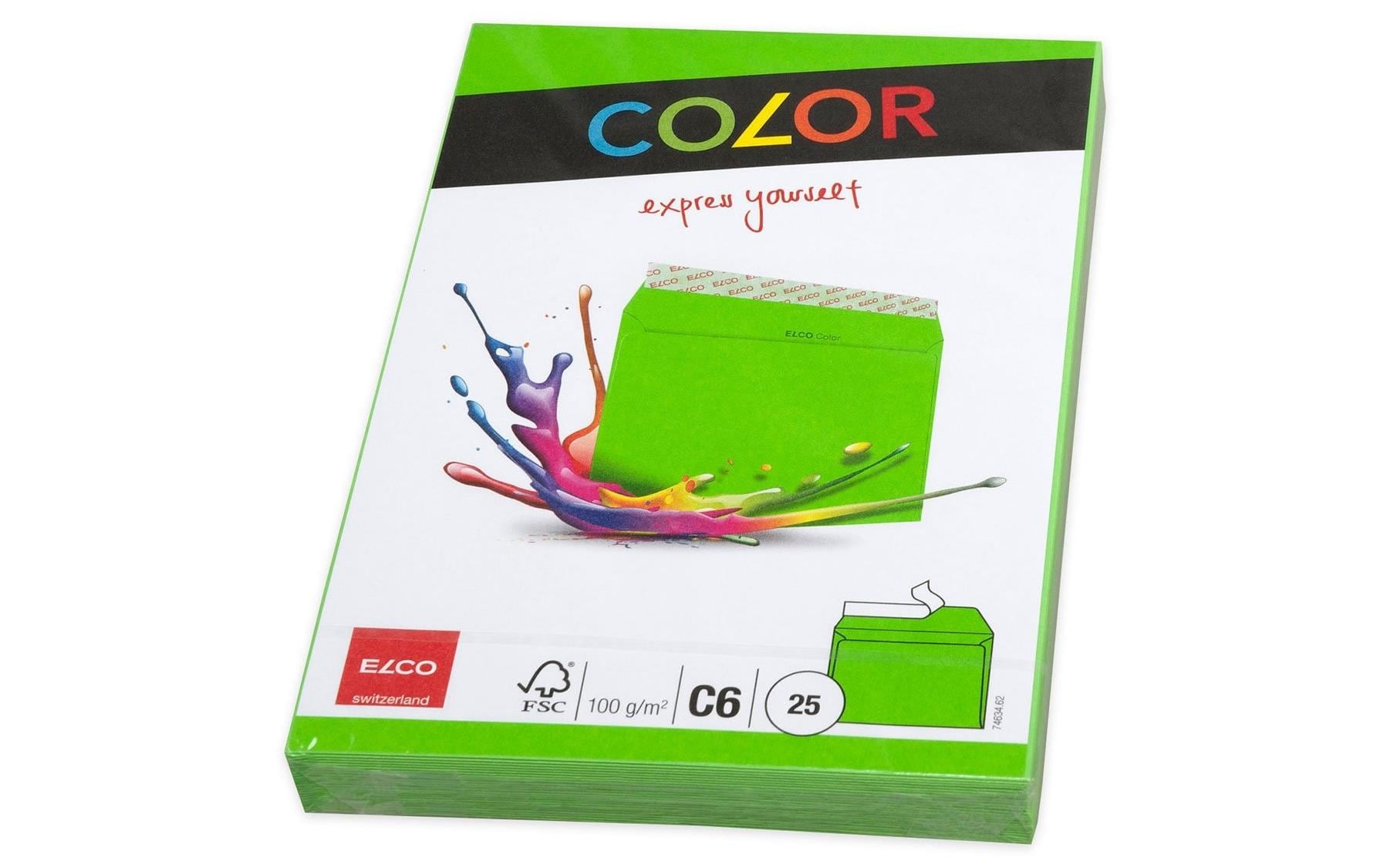 Elco Couvert C6, ohne Fenster, selbstklebend, intensivgrün, 100 g/m² – 25 Stk.