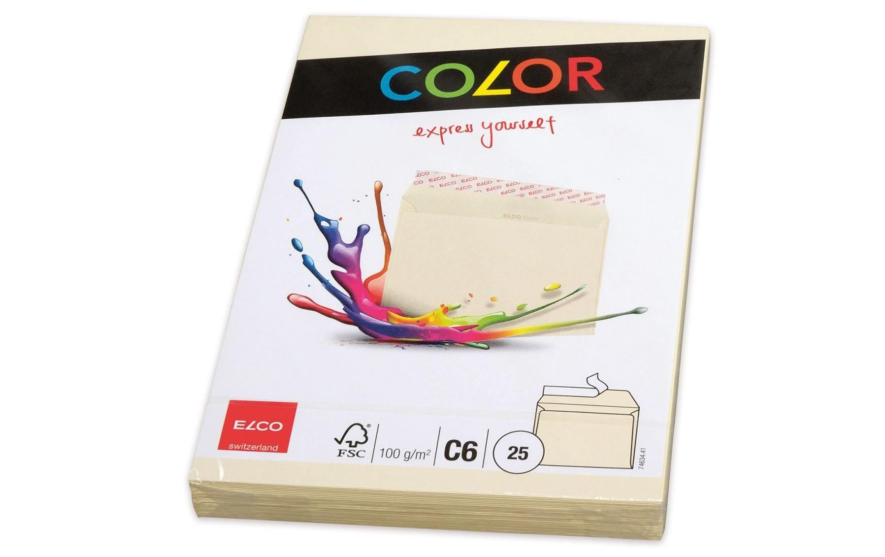 Elco Couvert C6 (162 × 114 mm), ohne Fenster, haftklebend (Optifix), hellchamois, 100 g/m², Papier – 25 Stk.