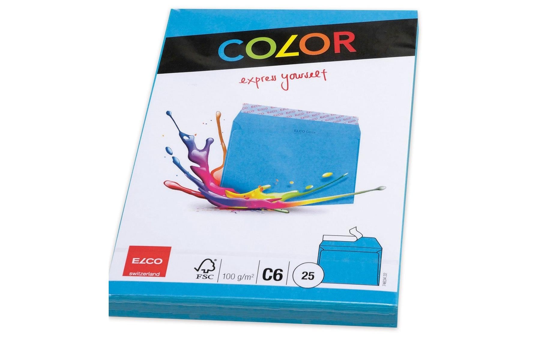 Elco Couvert C6 (162 × 114 mm), ohne Fenster, haftklebend (Optifix), intensivblau, 100 g/m² – 25 Stk.
