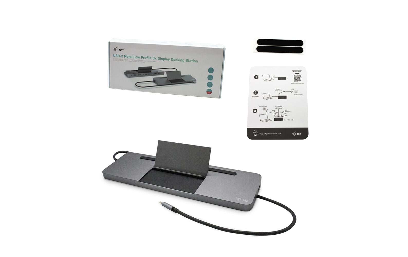 i-tec Dockingstation – USB-C, 1× DP, 1× HDMI, 1× VGA, 4× USB-A, 85 W PD, GbE, SD, 3,5 mm, für Windows/Mac/Linux