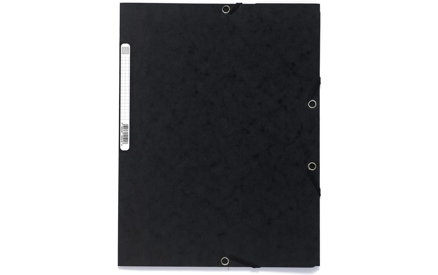 Exacompta Gummibandmappe A4 – 3 Klappen, Gummiband, Karton, Schwarz, bis 250 Blatt, 25 Stk.