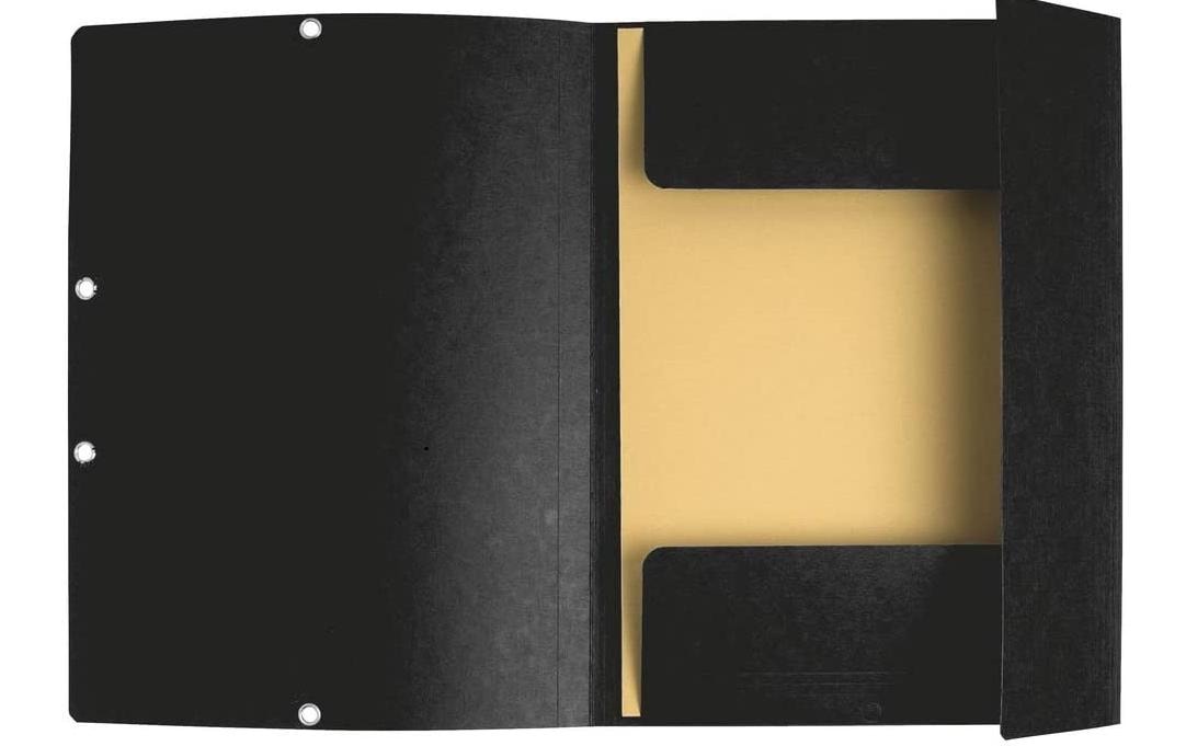 Exacompta Gummibandmappe A4 – 3 Klappen, Gummiband, Karton, Schwarz, bis 250 Blatt, 25 Stk.