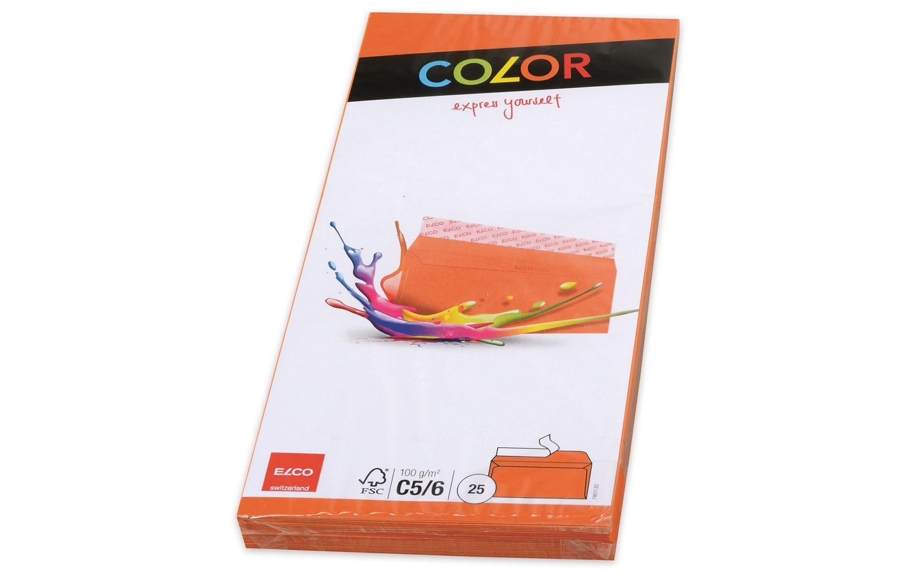 Elco Couvert C5/6, ohne Fenster, selbstklebend, orange, 100 g/m² – 25 Stk.
