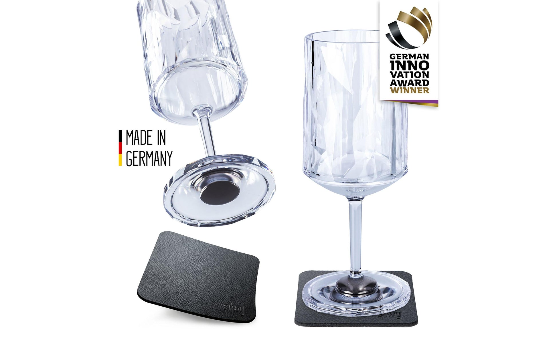 Silwy Weinglas – 0,30 l, Kunststoff, Transparent, 2 Stück