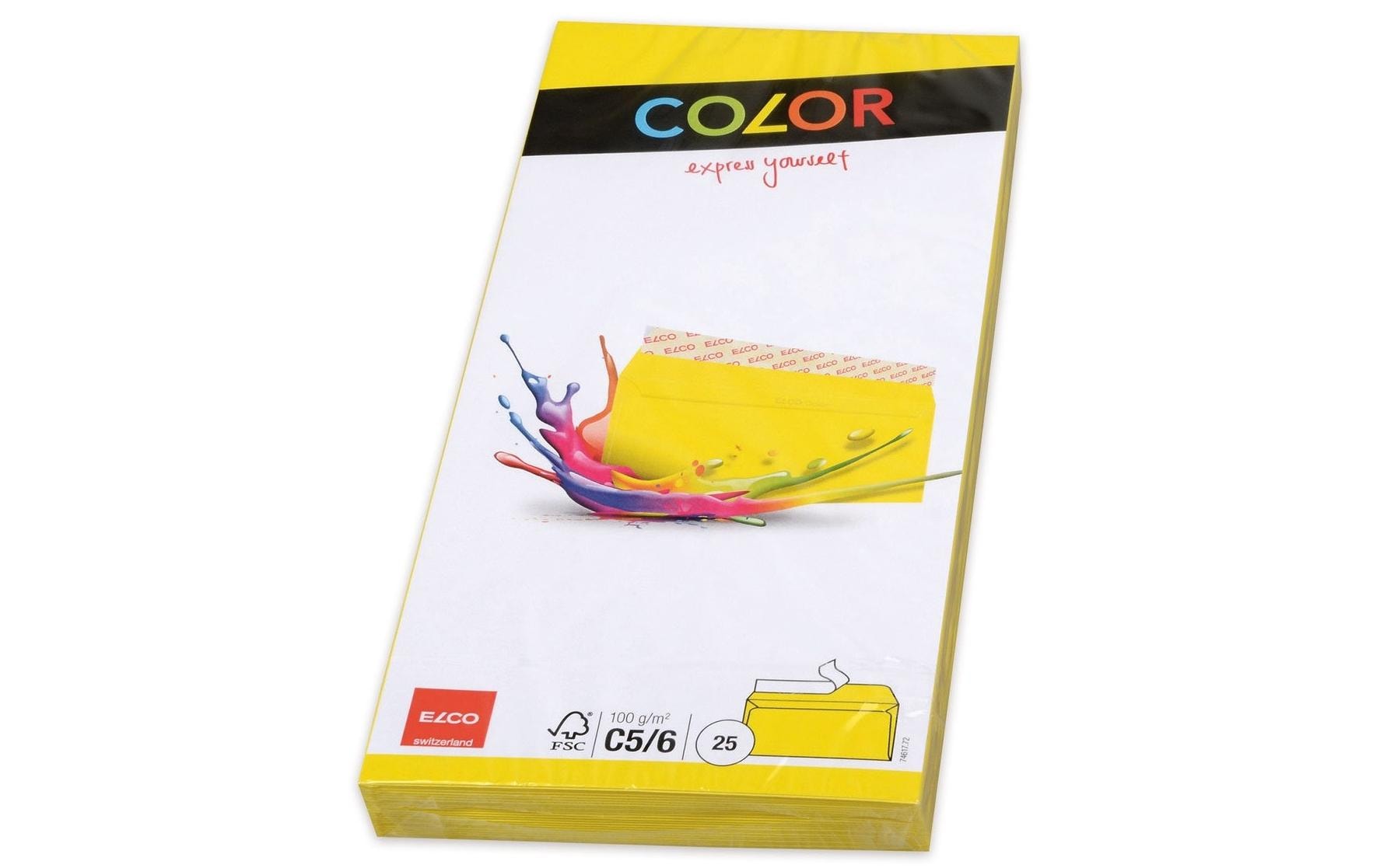 Elco Couvert C5/6, ohne Fenster, selbstklebend, gelb, 100 g/m² – Elco – 25 Stk.