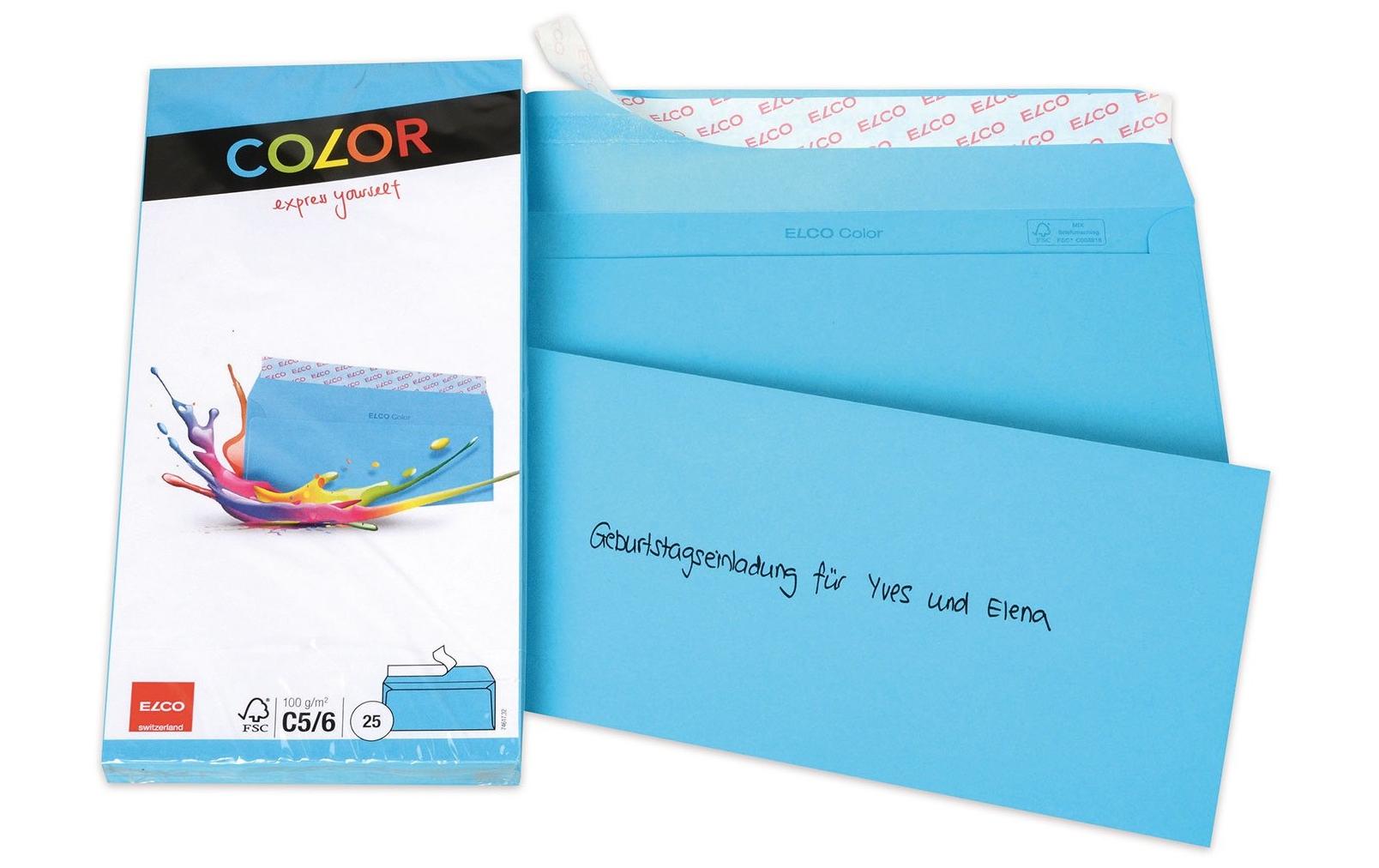 Elco Couvert C5/6, ohne Fenster, selbstklebend, blau, 100 g/m² – Elco – 25 Stk.