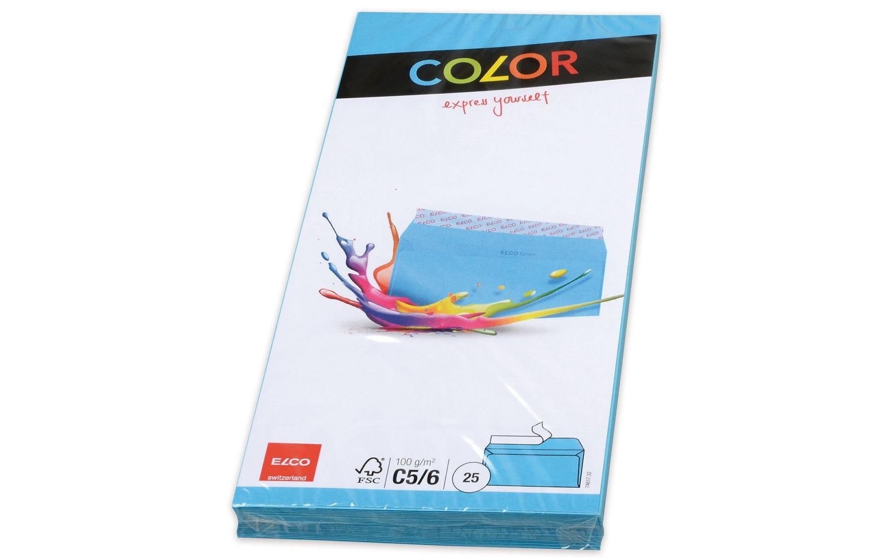 Elco Couvert C5/6, ohne Fenster, selbstklebend, blau, 100 g/m² – Elco – 25 Stk.