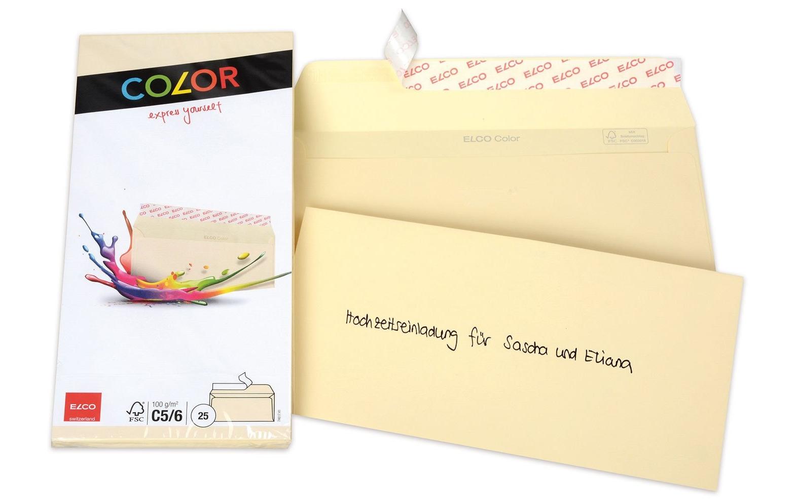 Elco Couvert C5/6, ohne Fenster, selbstklebend, chamois, 100 g/m² – Elco – 25 Stk.