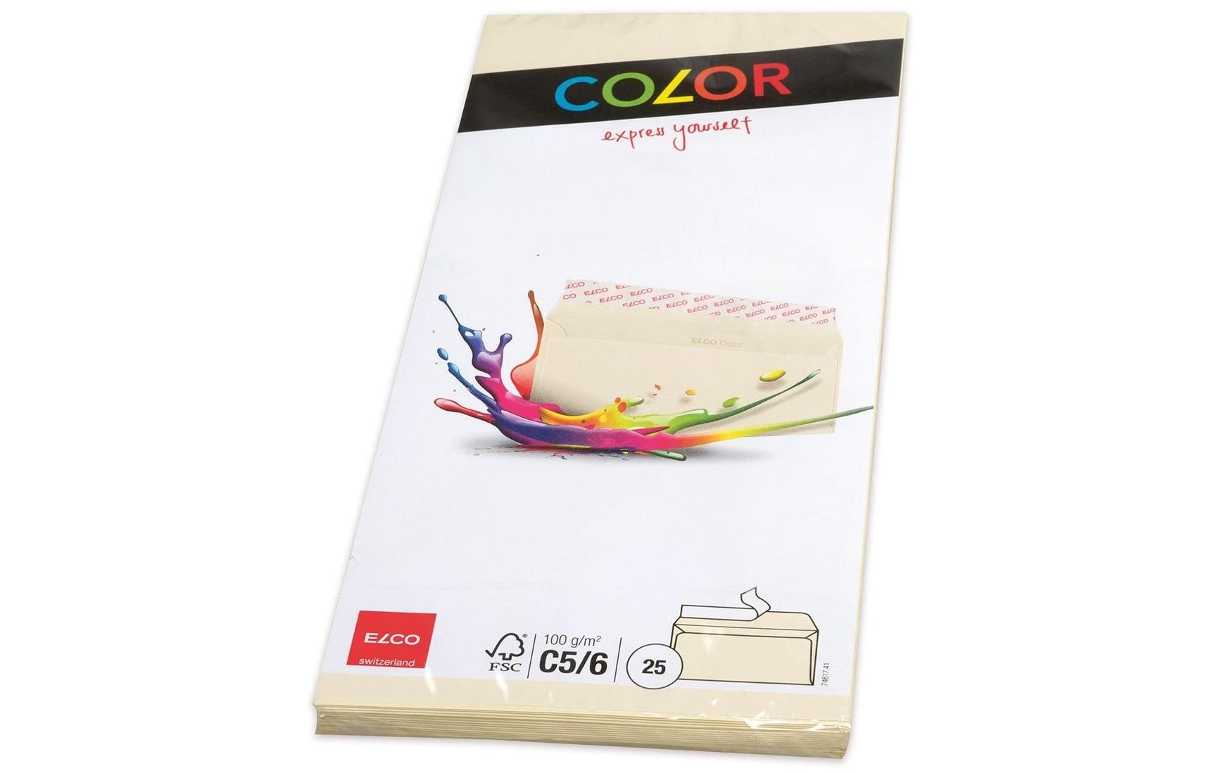 Elco Couvert C5/6, ohne Fenster, selbstklebend, chamois, 100 g/m² – Elco – 25 Stk.