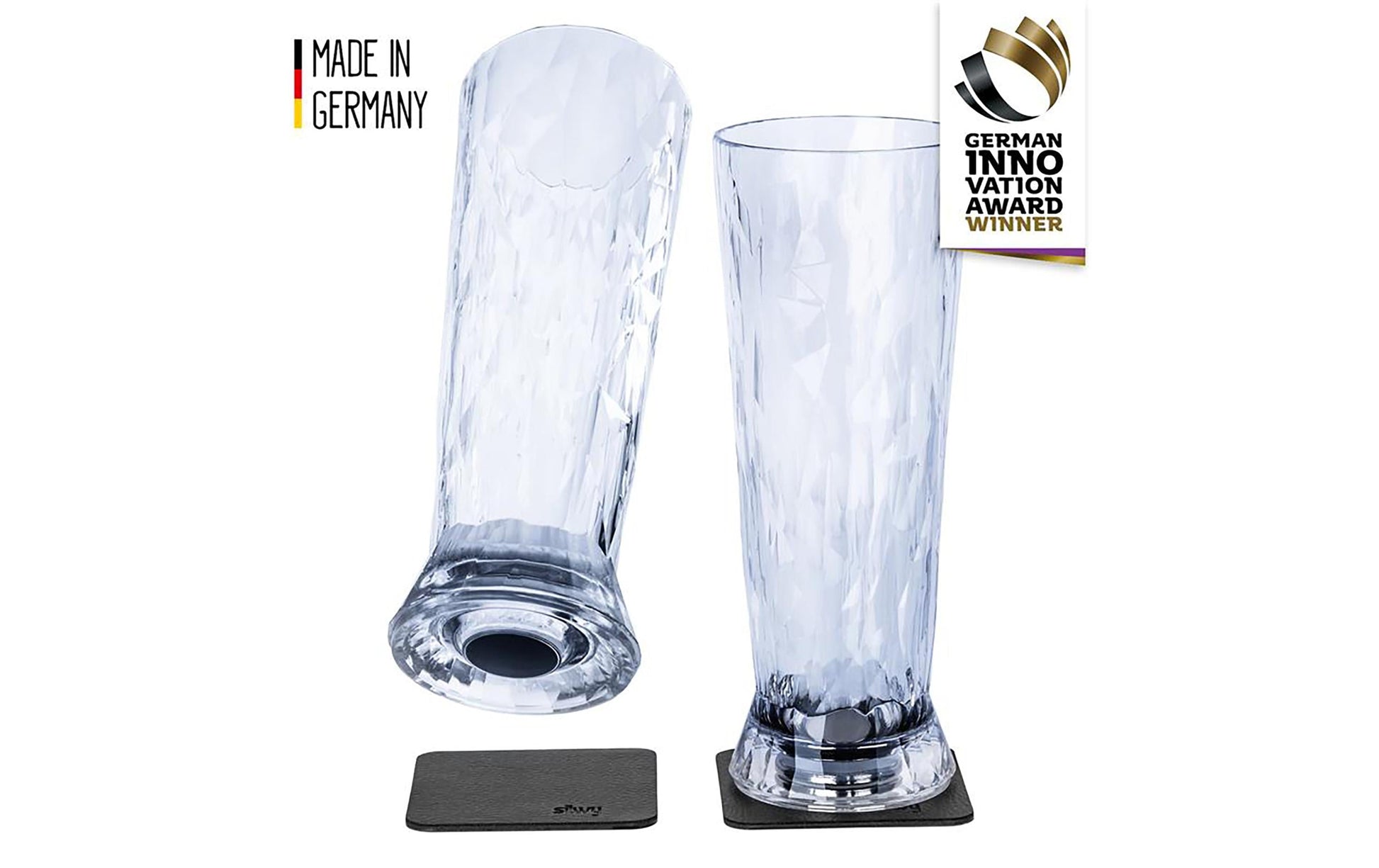 Silwy Bierglas – 0,50 l, Kunststoff, Transparent, 2 Stück