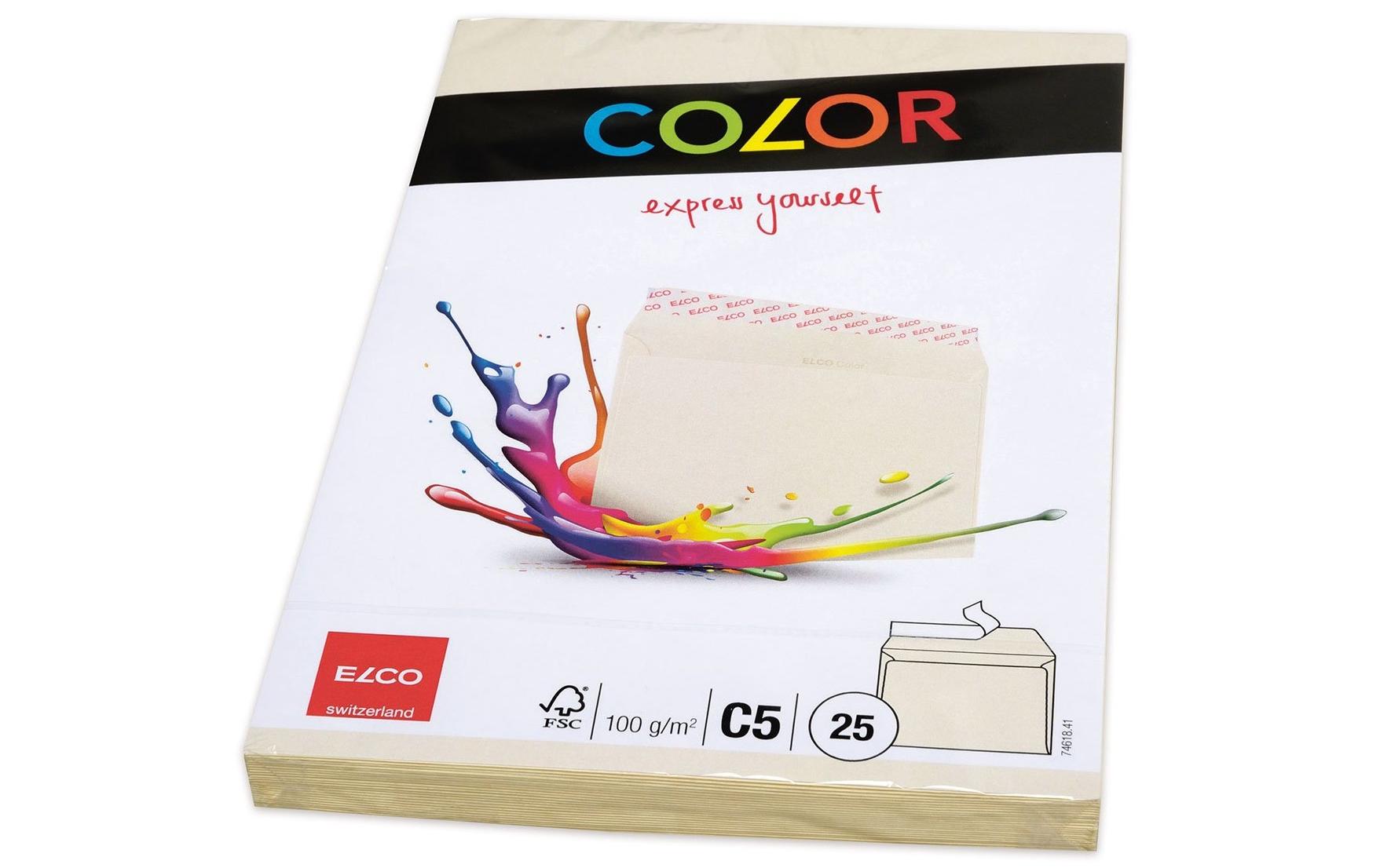 Elco Couvert C5 (229 × 162 mm), ohne Fenster, haftklebend (Optifix), hellchamois, 100 g/m² – 25 Stk.