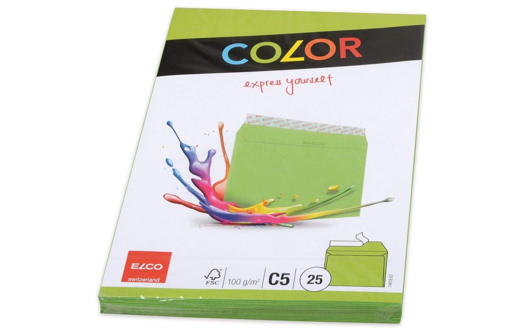 Elco Couvert C5, ohne Fenster, selbstklebend, intensivgrün, 100 g/m² – 25 Stk.