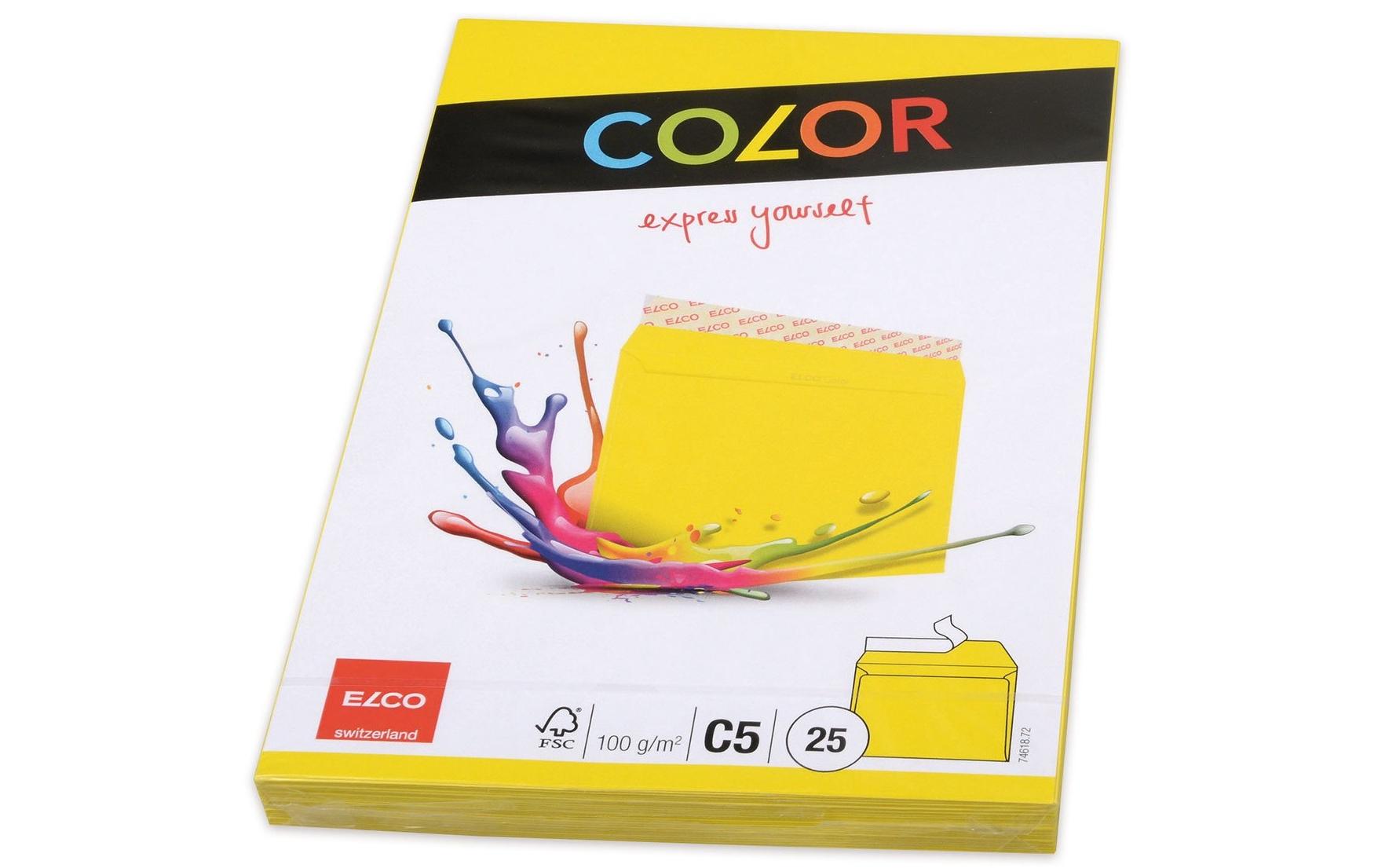 Elco Couvert C5, ohne Fenster, selbstklebend, gelb, 100 g/m² – 25 Stk.