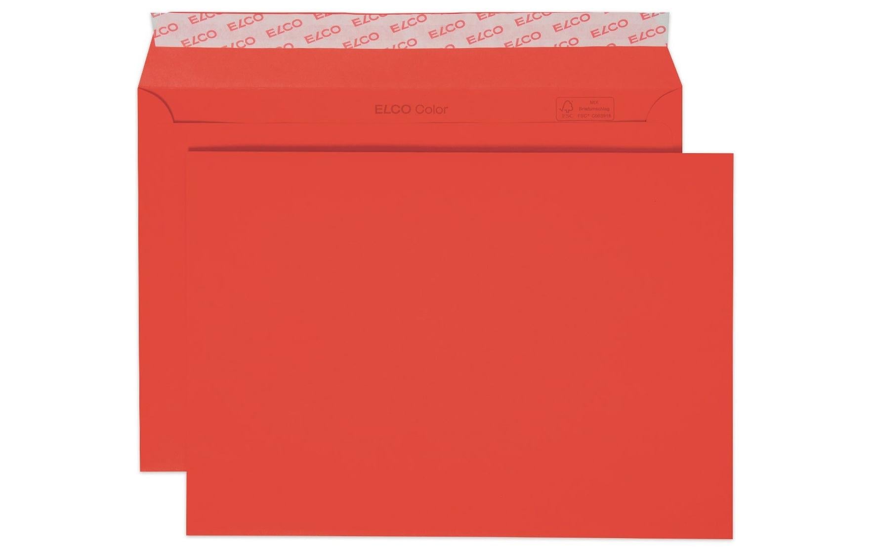 Elco Couvert C5 (229 × 162 mm), ohne Fenster, haftklebend (Optifix), intensivrot, 100 g/m² – 25 Stk.