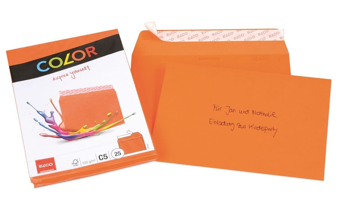 Elco Couvert C5, ohne Fenster, selbstklebend, orange, 100 g/m² – 25 Stk.