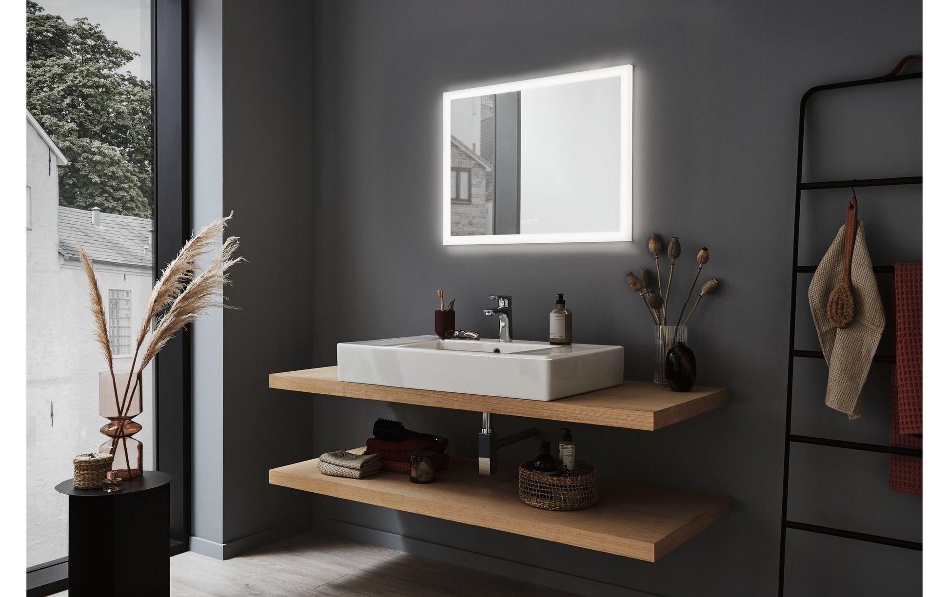 Paulmann Spiegel MIRRA – 60×80 cm, Metallrahmen, LED-Beleuchtung, IP44, Weiss