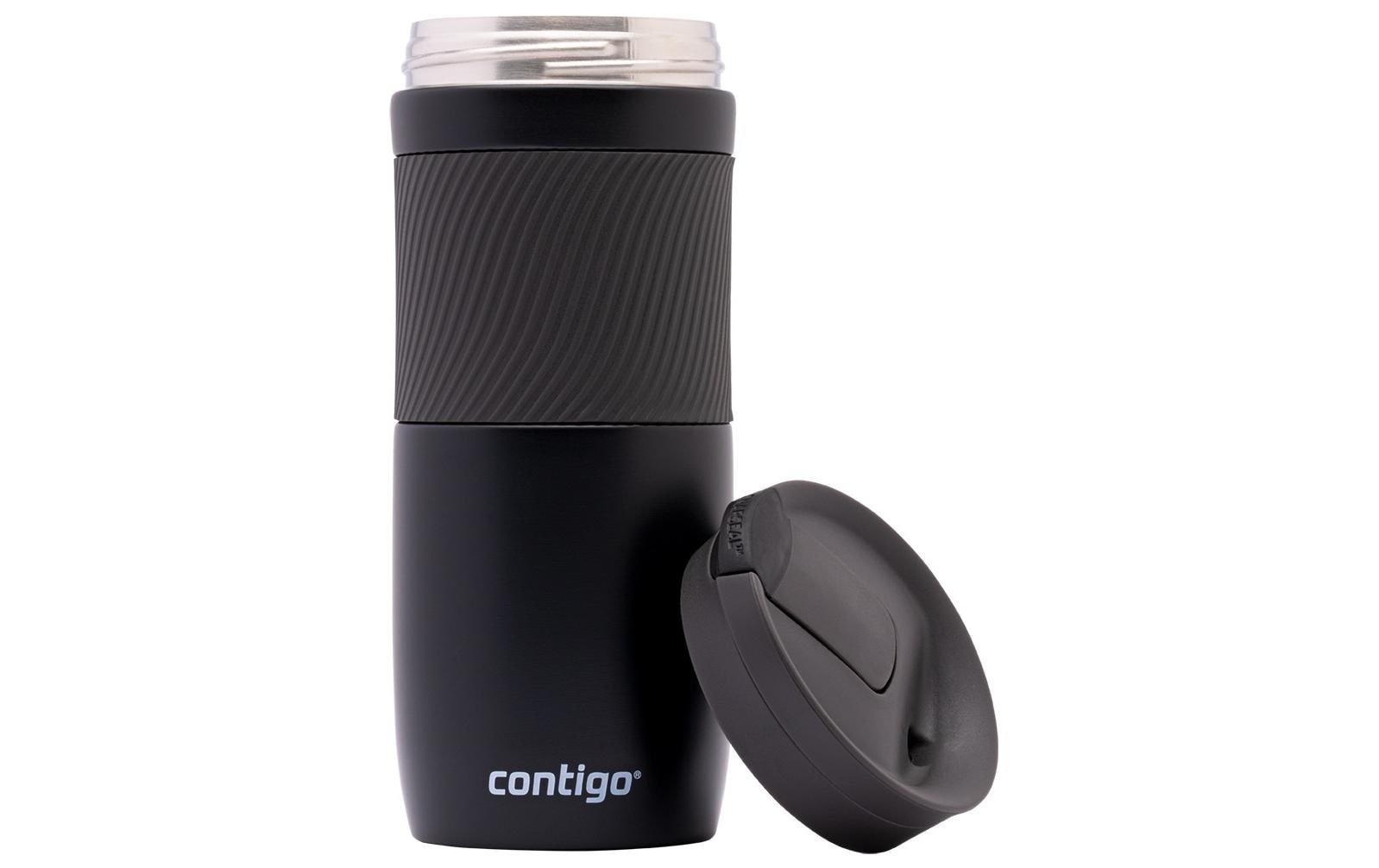 Contigo Byron Thermobecher 470 ml – doppelwandig 6 h heiss/12 h kalt, Klappdeckel, Edelstahl, schwarz