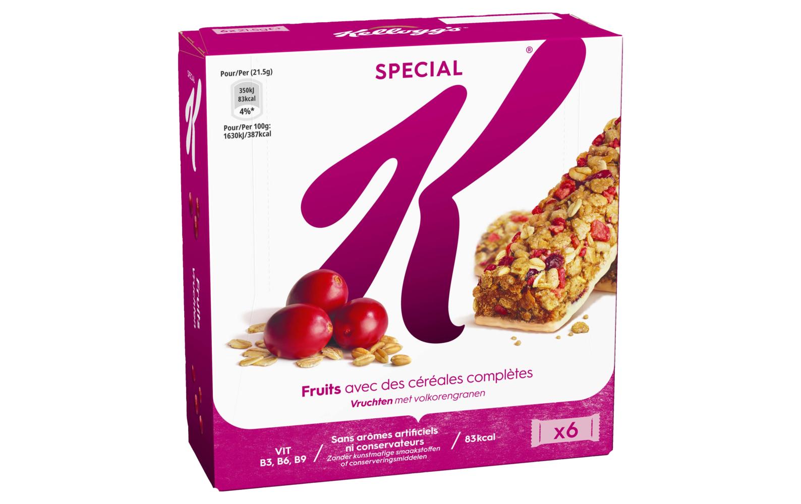 Kellogg Company Special K Cerealien-Riegel Mehrfrucht, vegan – 6 × 21,5 g