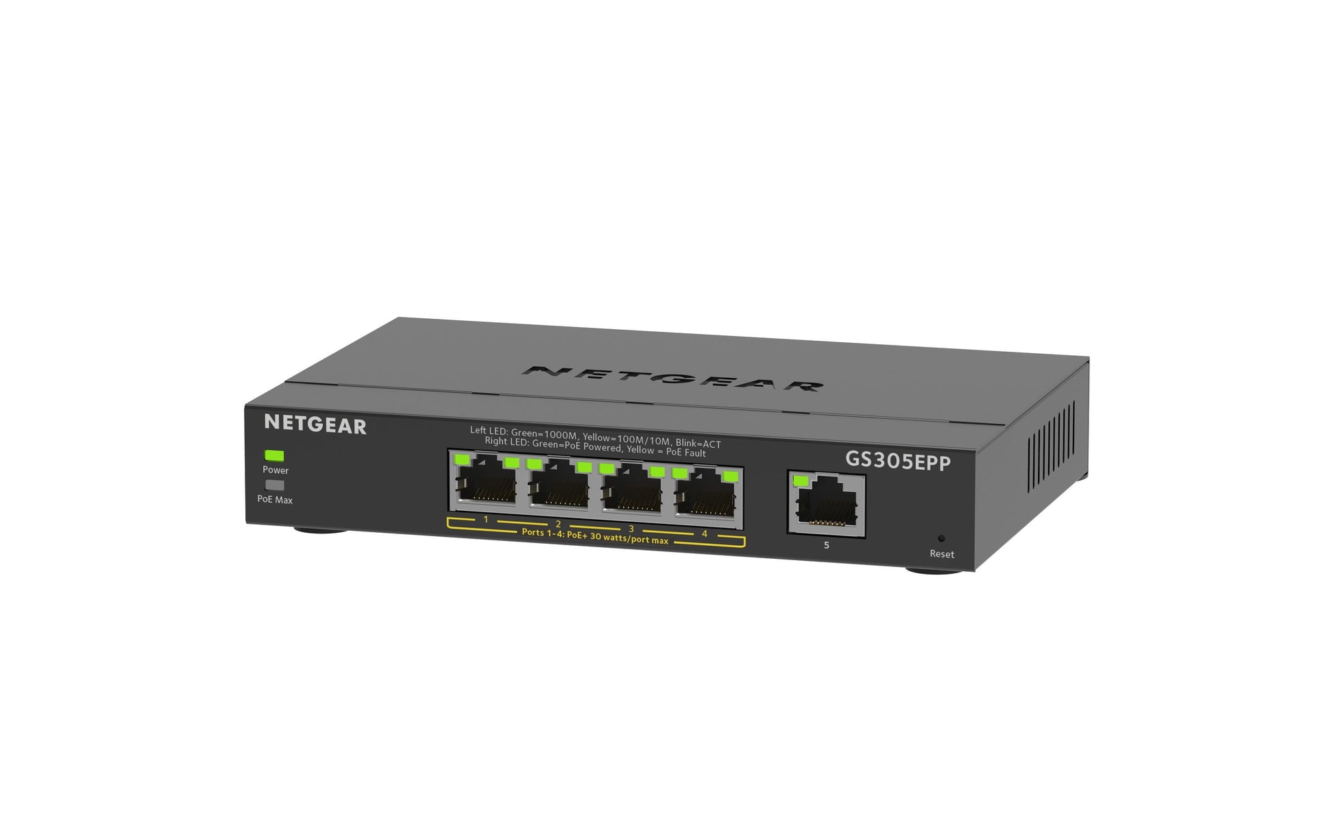 NETGEAR GS305EPP – Managed Switch – 5×GbE, L2/L3, PoE+