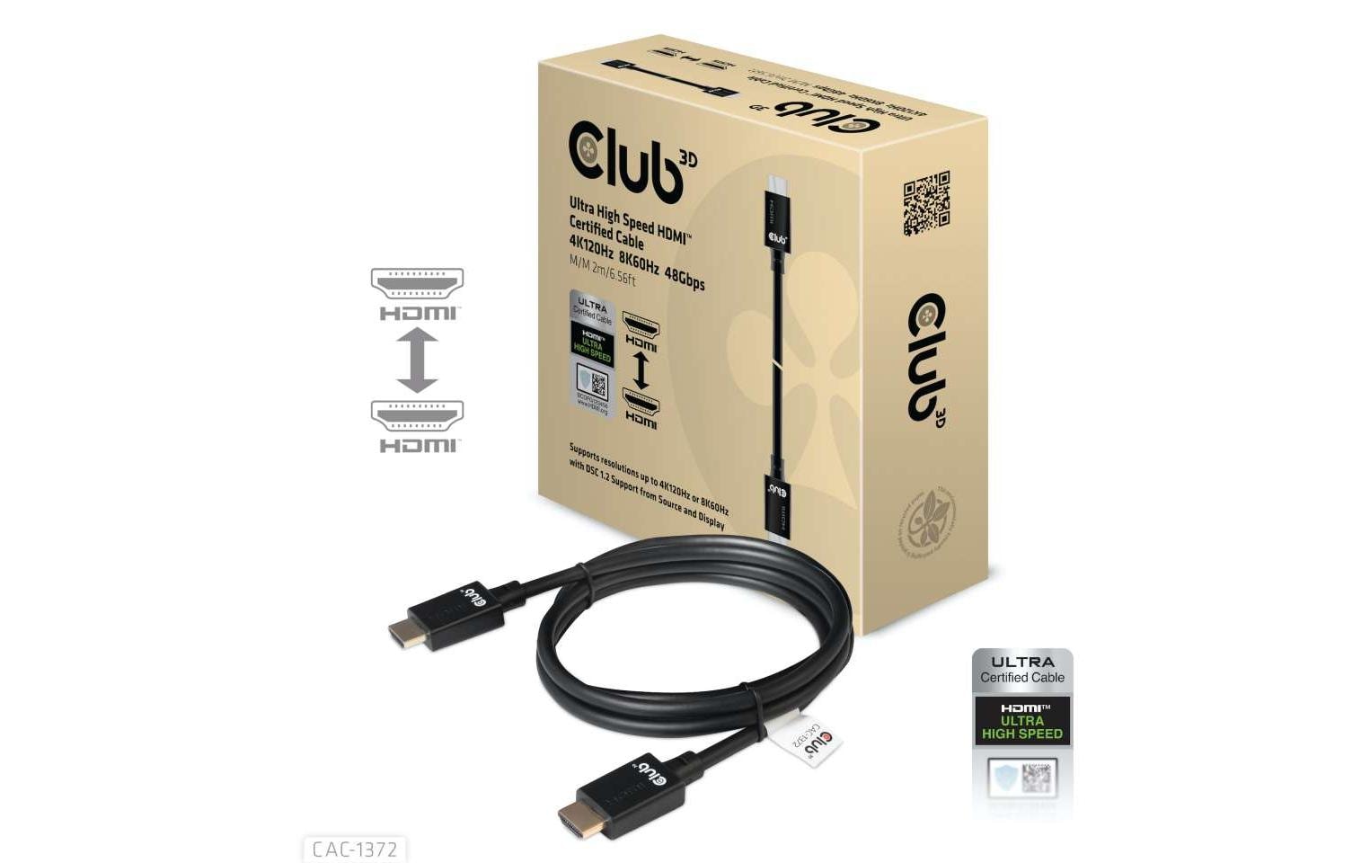 CLUB3D HDMI Kabel HDMI 2.1 8K 60 Hz – 2 m – ARC, Ethernet