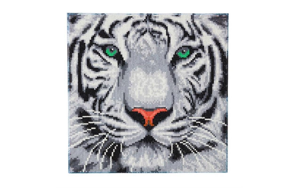 CRAFT Buddy Diamond Painting Set – Weisser Tiger – 30 × 30 cm – 11-teilig – ab 8 Jahren