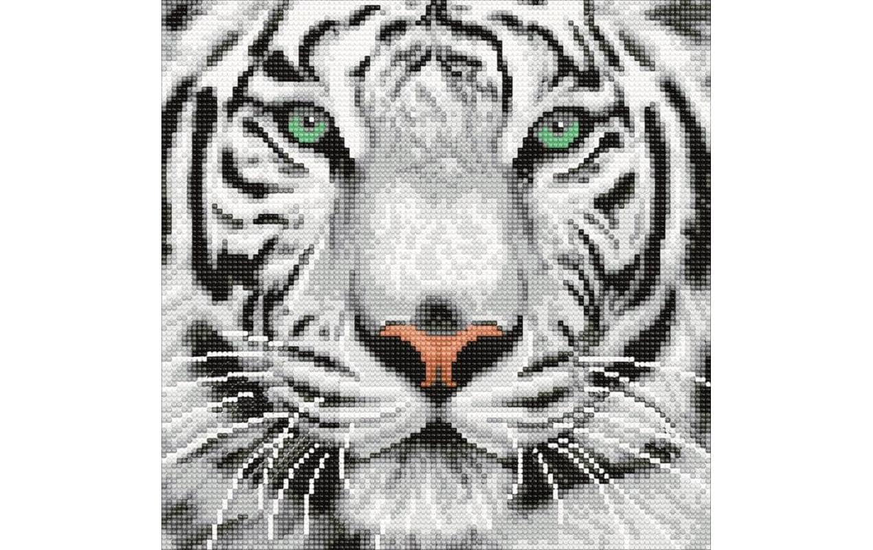 CRAFT Buddy Diamond Painting Set – Weisser Tiger – 30 × 30 cm – 11-teilig – ab 8 Jahren