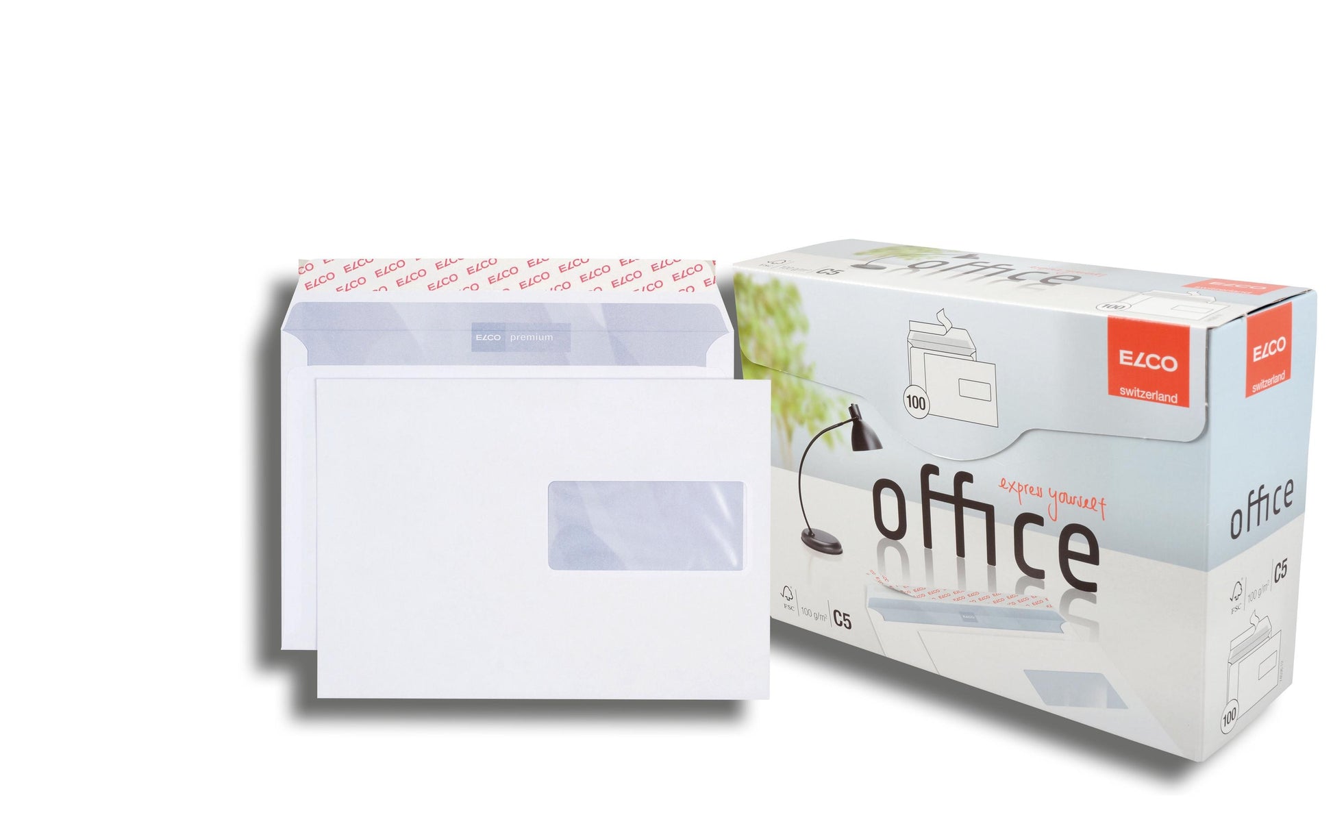 Elco Couvert C5, Fenster rechts, Haftklebung, hochweiss, 100 g/m², mit Innendruck – 100 Stk.